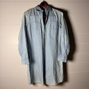 Brooks Brothers Red Fleece Light Denim Shirt Dress Chambray Stripe Size 6 Womens
